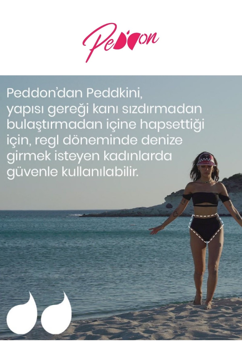 Peddon Regl Dönemine Özel Konforlu Pedkini Mayo Altı Eco Friendly Swimwear Süper Emici Yüksek Bel Bikini Altı Siyah Regl Mayosu görsel 8