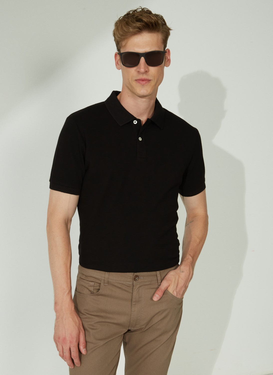 Altınyıldız Classics Polo Yaka Siyah Erkek T-Shirt 4A9000000001 görsel 3