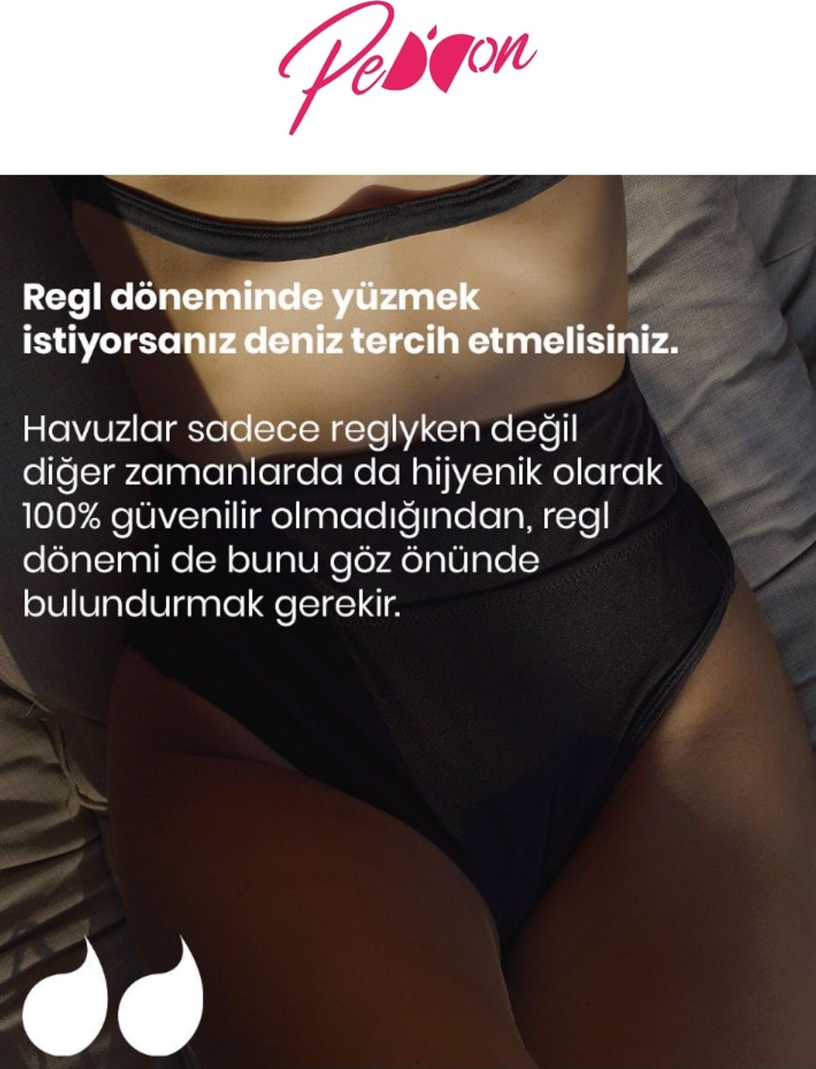 Peddon Regl Dönemine Özel Konforlu Pedkini Mayo Altı Süper Emici Düşük Bel Bikini Altı Siyah Regl Mayosu görsel 6
