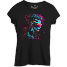 Lord T-Shirt Woman Wearing Vr Glasses Siyah Kadın Tshirt