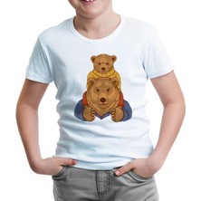 Father Bear And His Son Beyaz Çocuk Tshirt