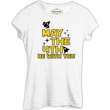 Lord T-Shirt May The Fourth With Ships And Stars Beyaz Kadın Tshirt