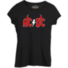 Lord T-Shirt Ac Dc - Demon Fire Logo Siyah Bayan Tshirt