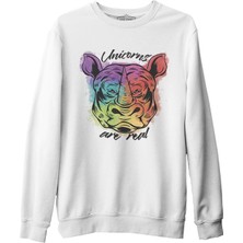 Lord T-Shirt A Rhino With Unicorns Quote Beyaz Erkek Kalın Sweatshirt