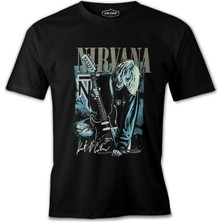 Lord T-Shirt Nirvana - Kurt Cobain With The Guitar Siyah Erkek Tshirt