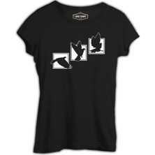 Lord T-Shirt Birds Flying Against Frames Siyah Kadın Tshirt