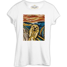 Lord T-Shirt Golden Retriever In Scream Beyaz Kadın Tshirt