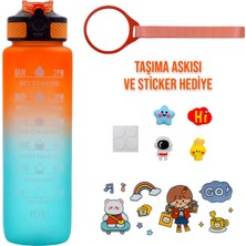 Bottle Boss Bottleboss Renk Geçişli Sızdırmaz Kapak Motivasyon Matarası 1 Litre Sticker Hediyeli