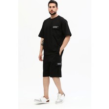 Owut Collection Erkek Relaxed/rahat Kesim Yazı Baskılı %100 Pamuk Şort Takım