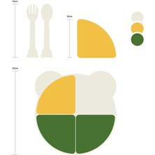 Calke Çocuk Bebek Yemek Tabağı 4 Bölmeli 7 Parça Ayı Yogi Model Çatal Kaşıklı