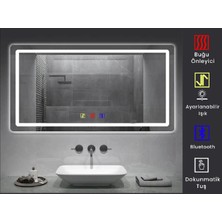 Buğusan (H)80 x 100CM Bluetoothlu Buğu Çözücülü Dokunmatik Işıklı Kumlamalı Banyo Aynası