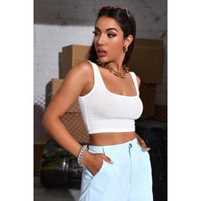 Sardem Kadın Askılı Fitilli Kaşkorse Crop Top Bluz