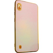 Plus Samsung A10 / M10 ile Uyumlu Platin Krom Volet Kılıf