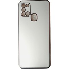 Plus Samsung A21S ile Uyumlu Platin Krom Volet Kılıf
