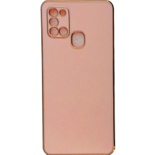 Plus Samsung A21S ile Uyumlu Platin Krom Volet Kılıf