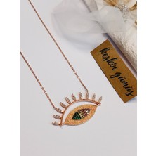 925 Ayar Gümüş Zirkon Taşlı Nazar Göz Gold Trend Kadın Kolye 59 Sevgililer Günü Hediye