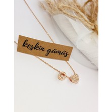 925 Ayar Gümüş Zirkon Taşlı Gold Kalp Kadın Trend Harf Kolye Kadın Kolye O Sevgililer Günü Hediye