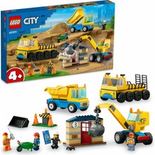 LEGO  City İnşaat Kamyonları ve Yıkım Gülleli Vinç 60391 - 4 Yaş ve Üzeri Çocuklar İçin  Yaratıcı Oyuncak Yapım Seti (235 Parça)