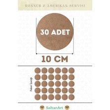Saltan Art HM234 10 cm Çap 30 Adet Supla Amerikan Servis Runner Mdf Drolit Magnet Altı Ahşap 3 mm (2,7 Mm) Kalınlık