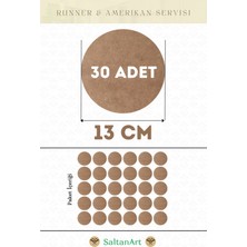 SaltanArt HM237 13 cm Çap 30 Adet Supla Amerikan Servis Runner Mdf Drolit Magnet Altı Ahşap 3 mm (2,7 Mm) Kalınlık