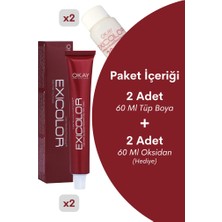 Exicolor Saç Boyası Tüp 60 ml 7.77 Badem Kahvesi 2 Adet (Oksidan 4'lü Set)