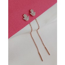 925 Ayar Gümüş Zirkon Taşlı Fatıma Ana Eli Gold Trend Kadın Zincir Küpe Yılbaşı Yeni Yıl Hediye