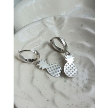 925 Ayar Gümüş Rodyumlu Ananas Trend Kadın Küpe Yılbaşı Yeni Yıl Hediye