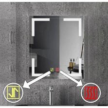 Buğusan 60X80 cm Buğu Çözücülü Dokunmatik Işıklı Kumlamalı Banyo Aynası