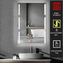 Buğusan 70X100 cm Buğu Çözücülü Dokunmatik Işıklı Kumlamalı Banyo Aynası