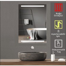 Buğusan 80X100 cm Buğu Çözücülü Dokunmatik Işıklı Kumlamalı Banyo Aynası