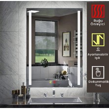 Buğusan 80X120 cm Buğu Çözücülü Dokunmatik Işıklı Kumlamalı Banyo Aynası