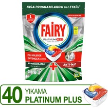 Fairy Platinum Plus Bulaşık Makinesi Deterjanı Kapsülü / Tableti; 40 Yıkama Limon Kokulu