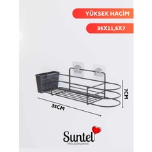 Suntel Banyo ve Mutfak Aksesuarları Yapışkanlı Fön Makinesi Hazneli Banyo Düzenleyici Banyo Organizer