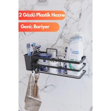 Suntel Banyo ve Mutfak Aksesuarları İki Gözlü Plastik Hazneli Sticker Yapışkanlı Banyo Düzenleyicisi Banyo Organizeri