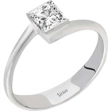 Sirius Pırlanta G Renk 0,25 Karat Prenses Kesim Pırlanta Tektaş Yüzük 0423R0150