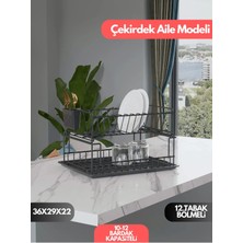 Suntel Banyo ve Mutfak Aksesuarları İki Katlı Modüler Tabaklık Bulaşıklık Mat Siyah