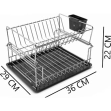Suntel Banyo ve Mutfak Aksesuarları İki Katlı Modüler Tabaklık Bulaşıklık Mat Siyah