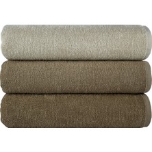 Textile Colors Banyo Havlu Setı 3 Adet 100% Pamuk 70 x 135 cm Banyo Havlusu-Kahverengi