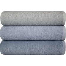 Textile Colors Banyo Havlu Setı 3 Adet 100% Pamuk 70 x 135 cm Banyo Havlusu Açık Mavi
