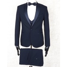 Jan Carlucci Slimfit Siyah Şal Yaka Damatlık Takım Ceket - Yelek - Pantolon - Gömlek - Papyon