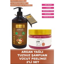 Naturix Argan Yağlı Onarıcı Tuzsuz Şampuanı 600 ml + Sıkılaştırıcı Ölü Deri Giderici Vücut Peelingi 250 ml