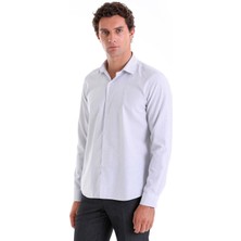 Hatemoğlu Gri Ç. Comfort Fit Çizgili Pamuklu Slim Yaka Uzun Kollu Spor Gömlek