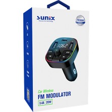 Sunix Fm Modulator 3.4A 20W Araç Şarj Aleti Mdl-14