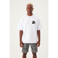 Gothamvibes Erkek Oversize Beyaz Meretseger T-Shirt