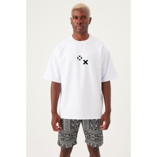 Gothamvibes Erkek Oversize Beyaz Gamer T-Shirt