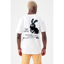 Gothamvibes Erkek Oversize Beyaz Risk Of Injury T-Shirt