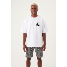 Gothamvibes Erkek Oversize Beyaz Risk Of Injury T-Shirt