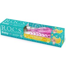 Rocs Baby 0-3 Yaş Muz Püresi Tadında Diş Macunu 45G + Diş Fırçası Seti Pembe