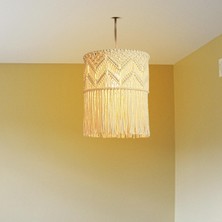 Eleanos Makram Abajur Asılı Kolye Işık Örtüsü Modern Kreş Ofis Fitting Bej (Yurt Dışından)