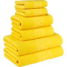 Textile Colors Arı Desenli  Arı Desenli %100 Pamuk Banyo Havlu Seti 12 Adet, 4 Banyo Havlusu, 4 El Havlusu, ve 4 Yüz Havlusu, -Comfort- Açık Sarı, Sarı,